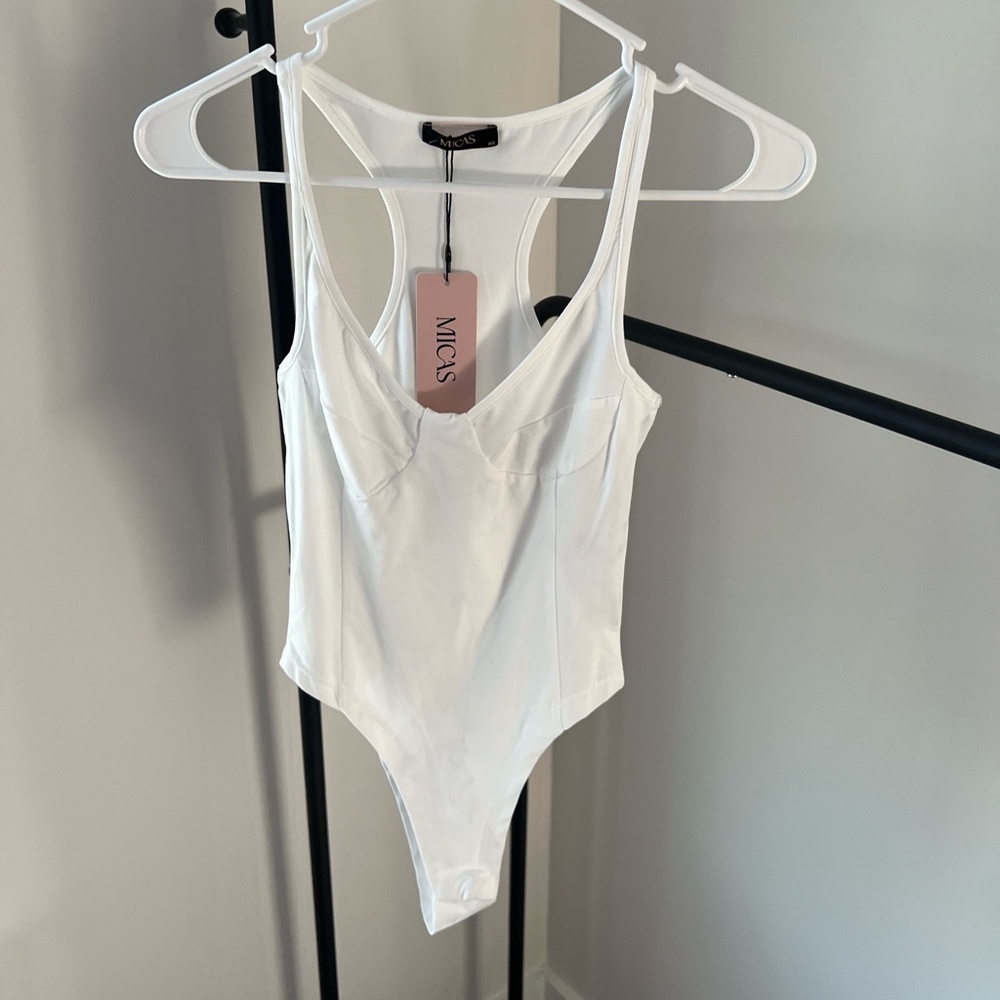 NWT Micas White Bustier Bodysuit Sz XS